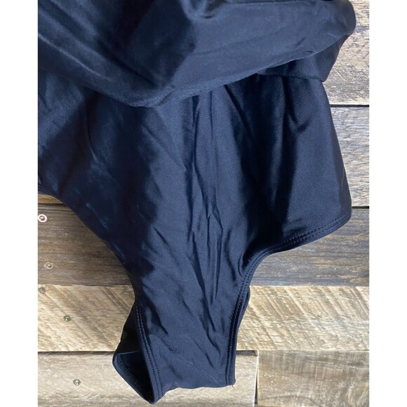 Black One-Piece Women's Size L Swimsuit Nylon Spandex Padded - Picture 5 of 10